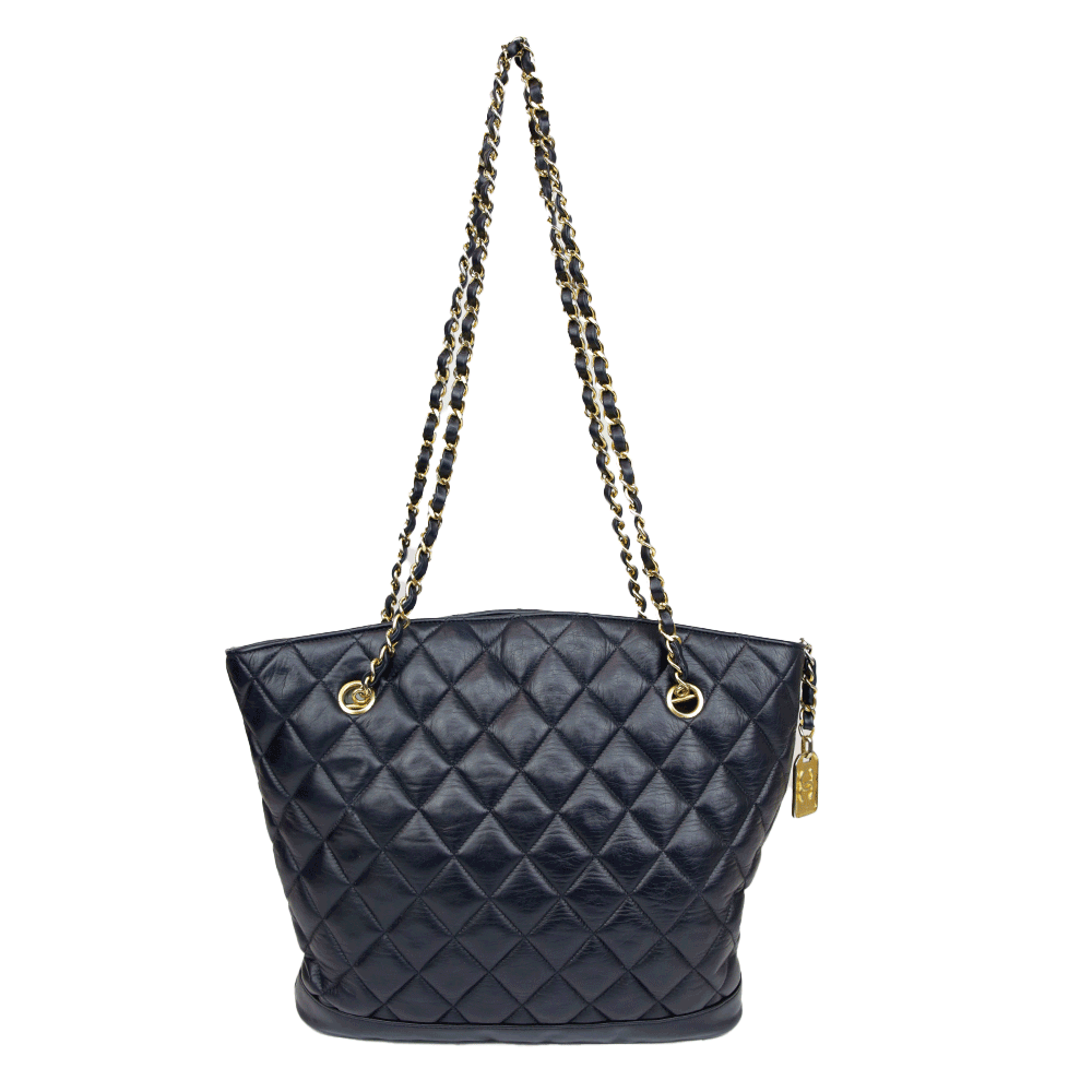 Chanel Vintage Navy Quilted Lambskin Shoulder Bag