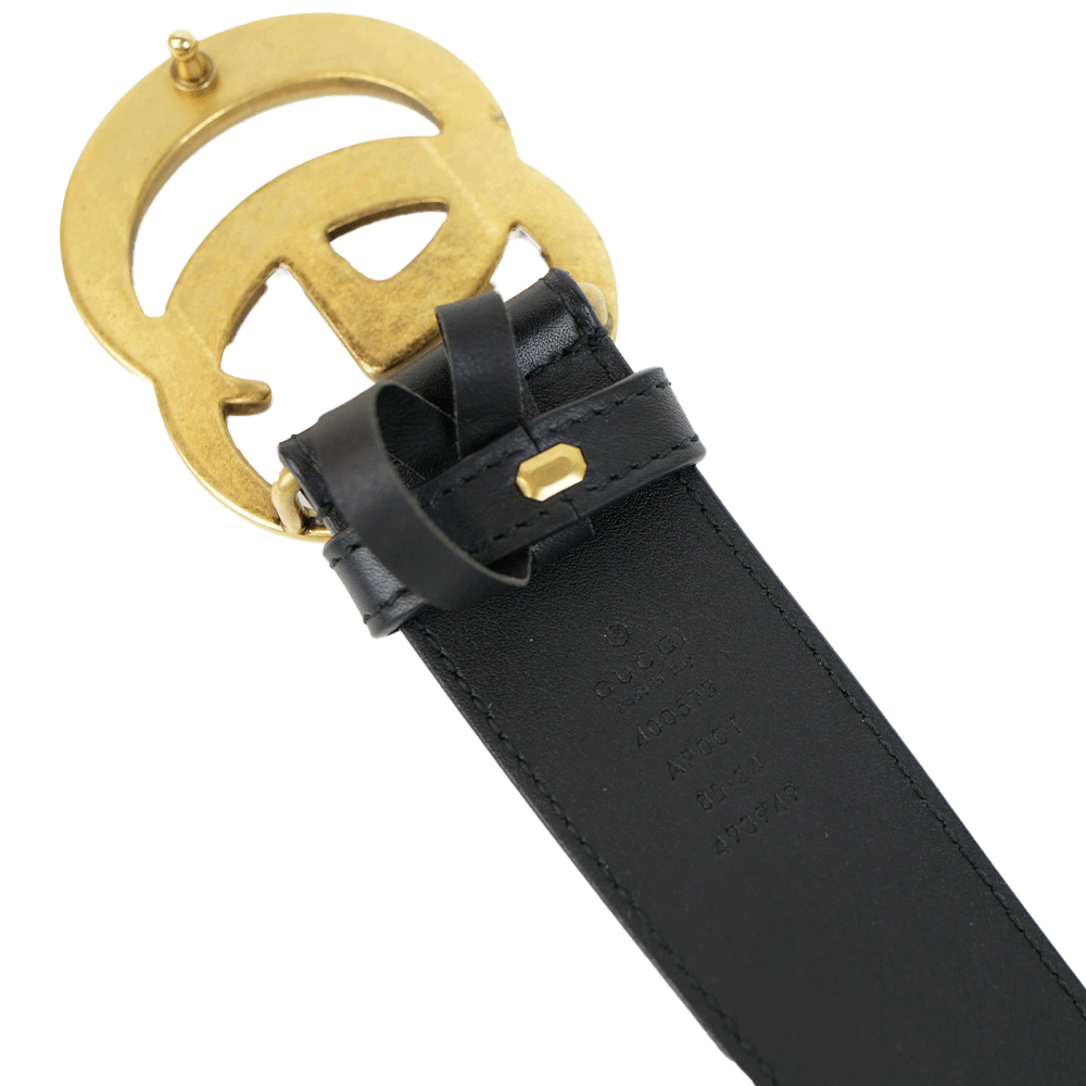 Gucci Black Leather GG Marmont Belt