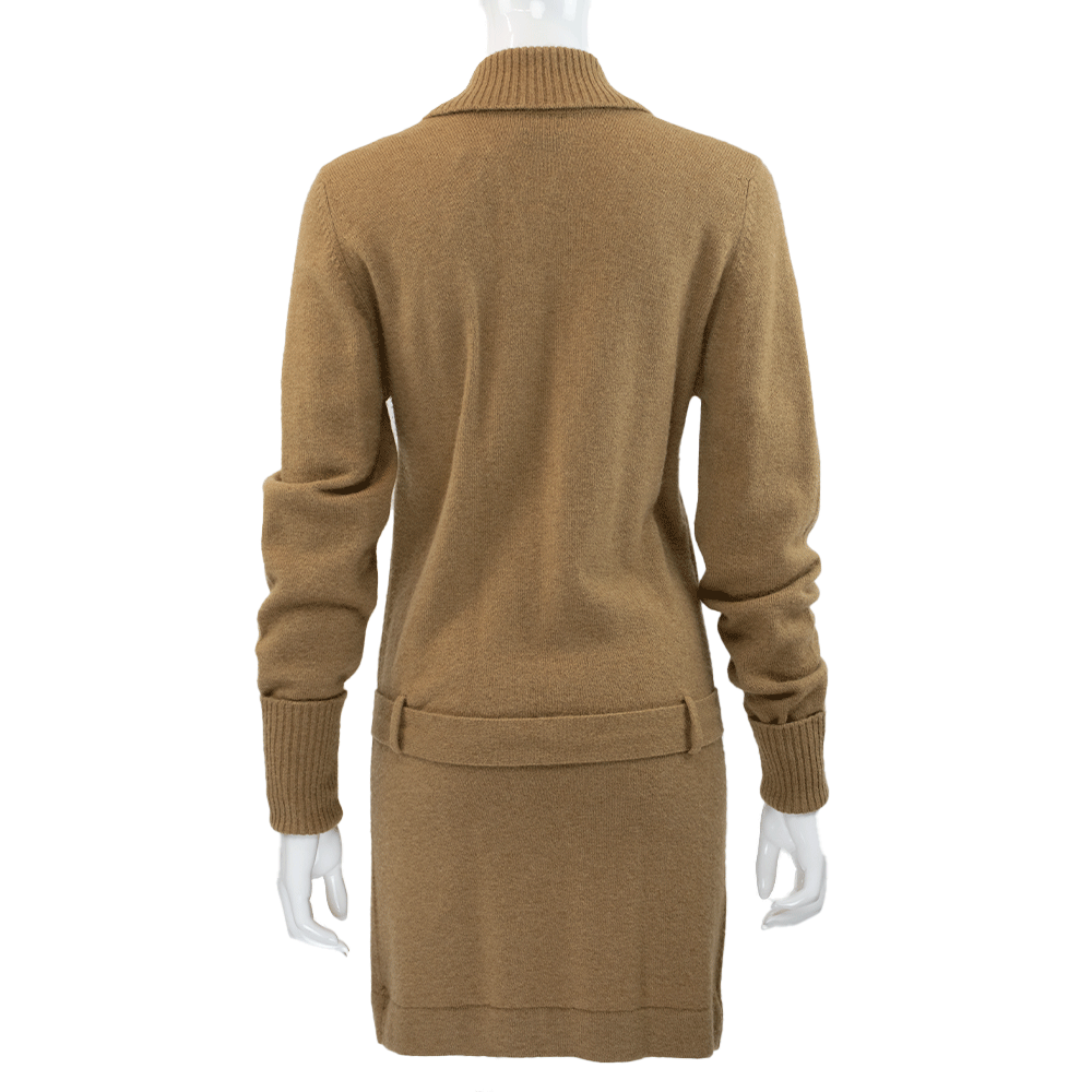 Chanel Vintage Tan Cashmere CC Belted Cardigan