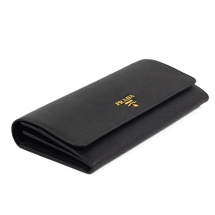 Prada Black Saffiano Lux Continental Wallet