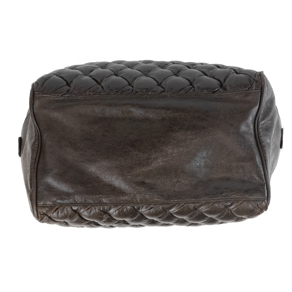 Balenciaga Brown Chevre Quilted Matelasse MM Handle Bag