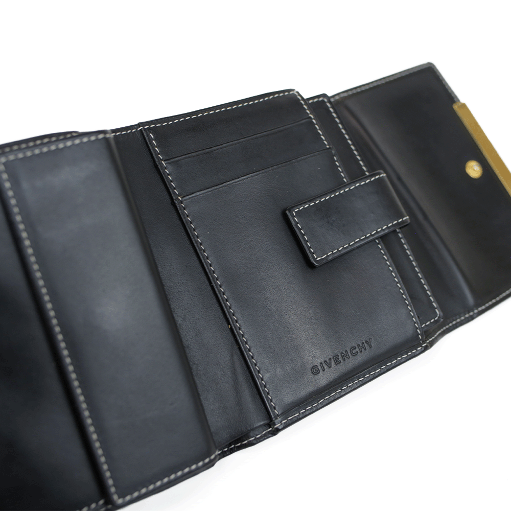 Givenchy Black Canvas 
Leather Bi-Fold Wallet