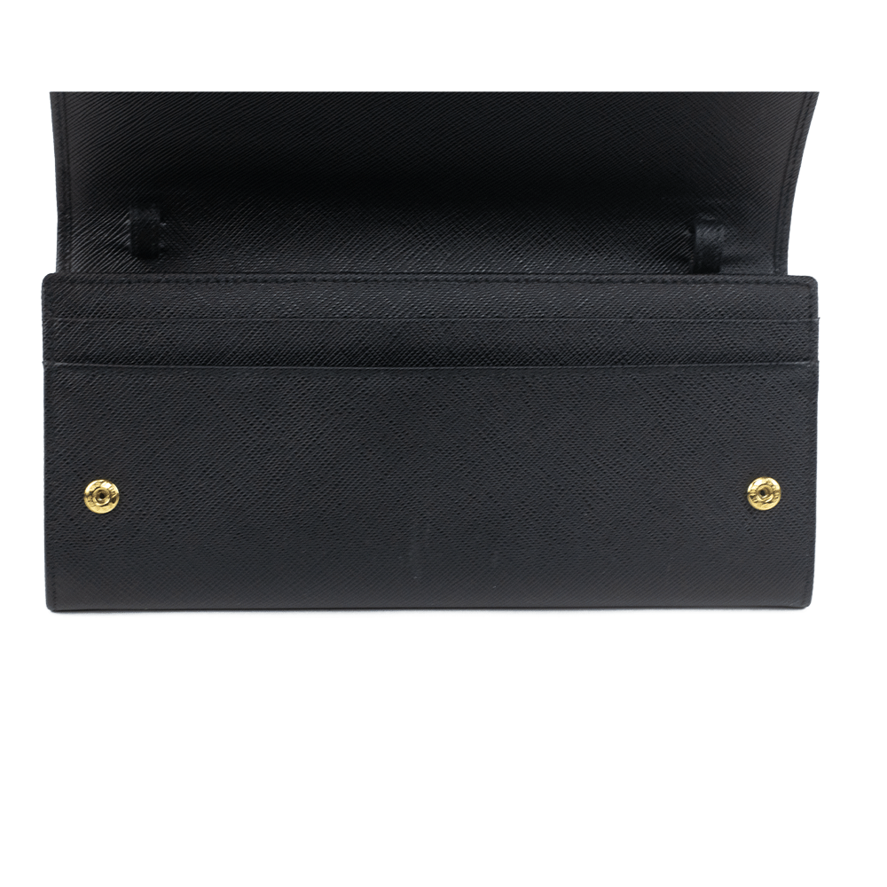 Prada Black Saffiano Lux Continental Wallet