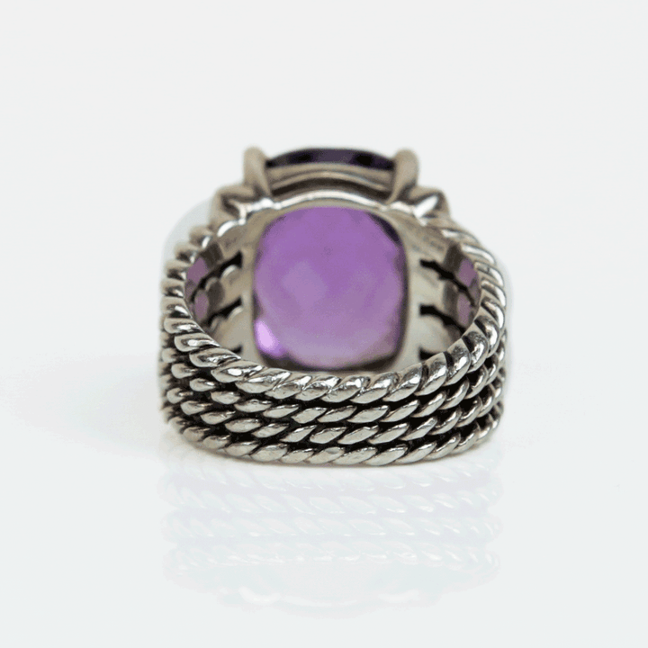 David Yurman Sterling Silver Wheaton Amethyst 
Diamond Ring