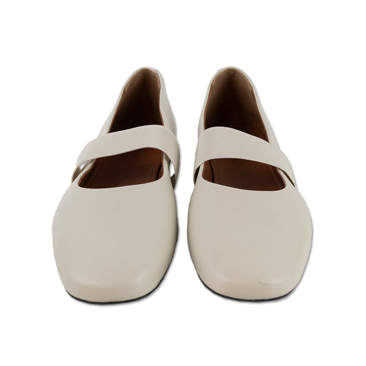 Vagabond Cream Leather Jolin Square Toe Ballet Flats