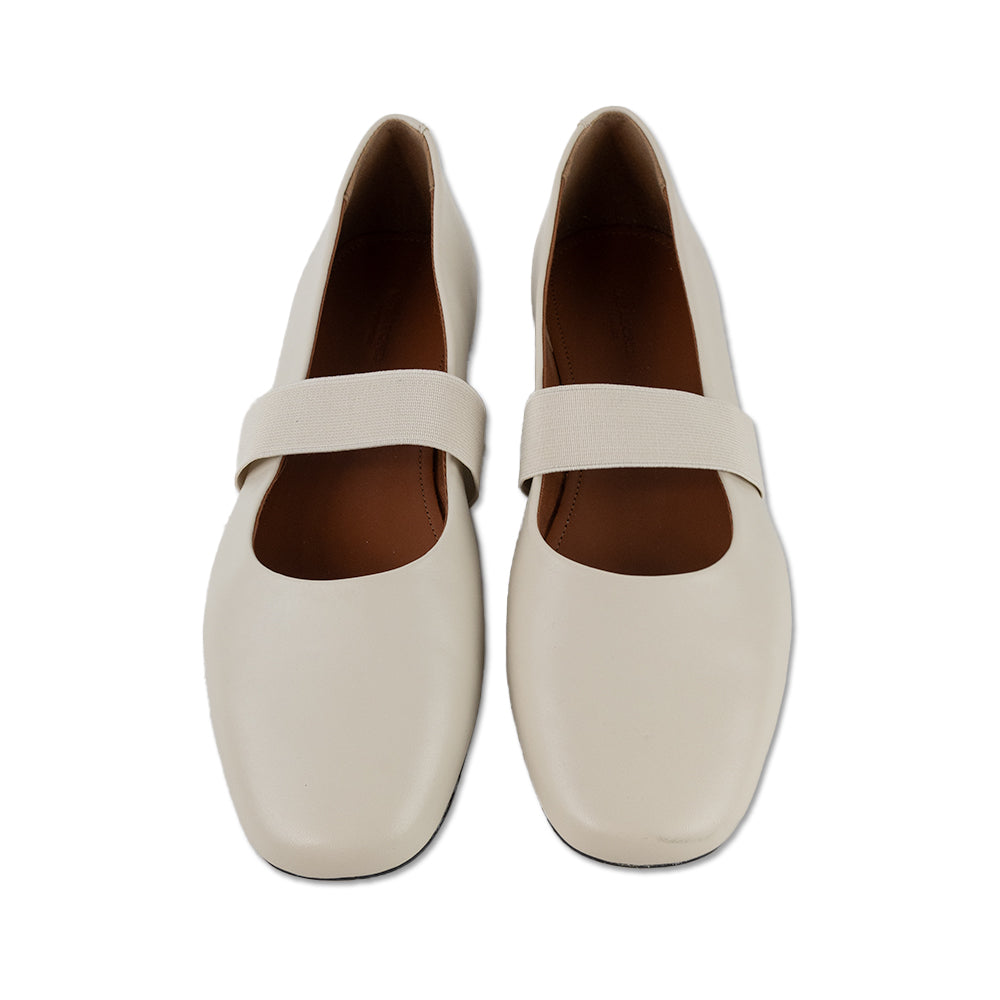 Vagabond Cream Leather Jolin Square Toe Ballet Flats