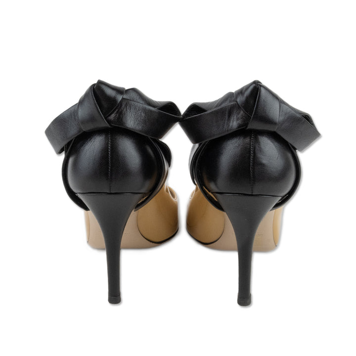 Valentino Nude Pumps with Black Leather Bow