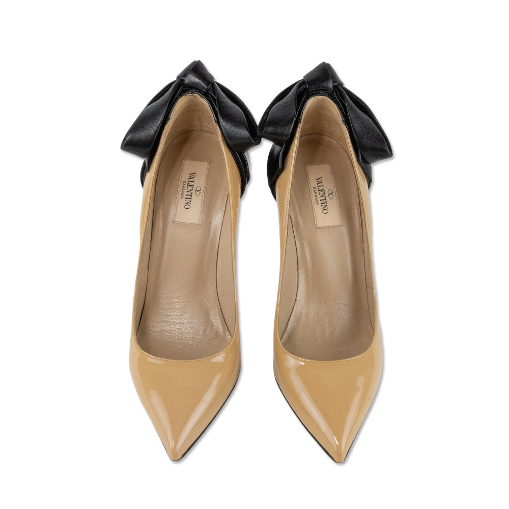 Valentino Nude Pumps with Black Leather Bow