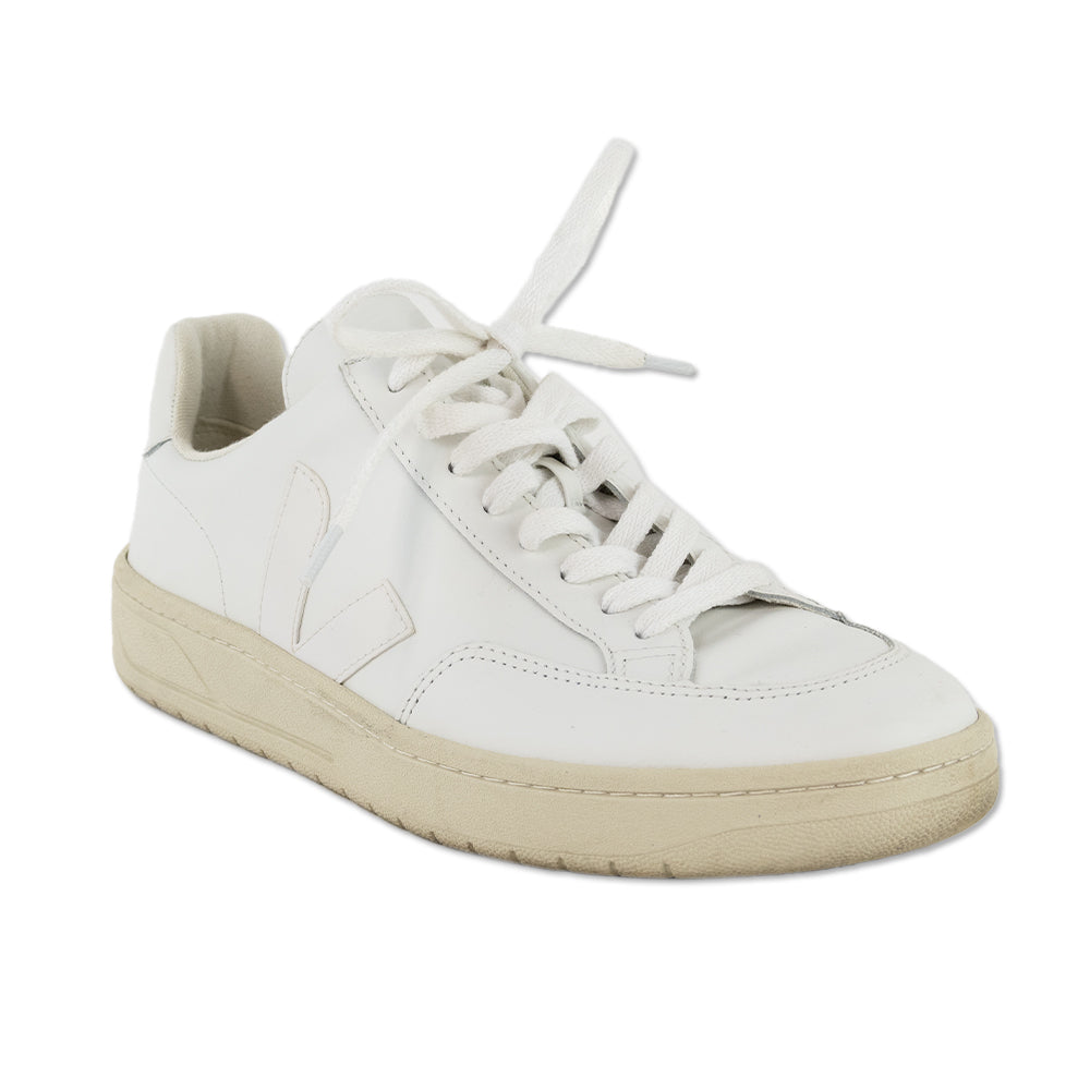 Veja V-12 White Leather Low-Top Sneakers