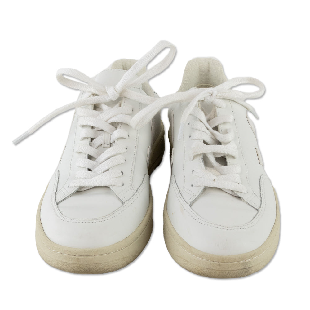 Veja V-12 White Leather Low-Top Sneakers