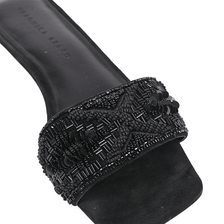 Veronica Beard Finley Black Beaded Slide Sandals