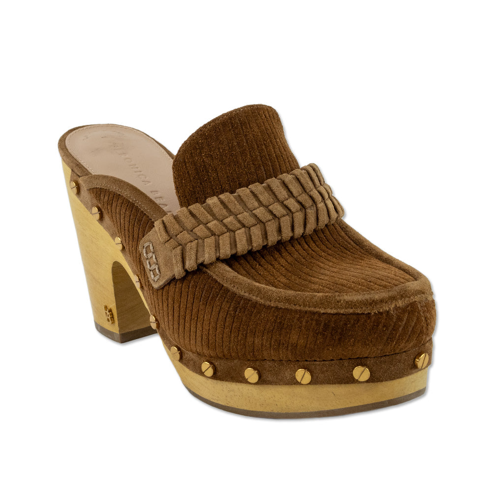 Veronica Beard Delia Brown Corduroy Studded Clog