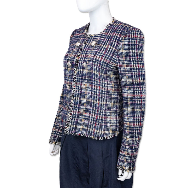 Veronica Beard Navy Multi Metallic Tweed Dickey Coat