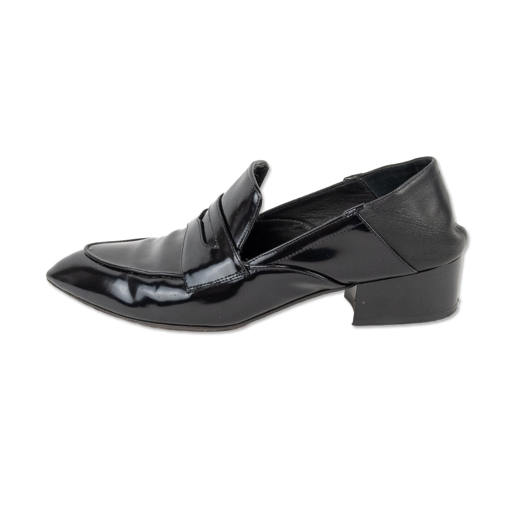 Veronica Beard Patent Leather Pointed Toe Loafers with Flat Back