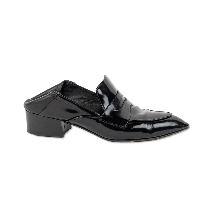 Veronica Beard Patent Leather Pointed Toe Loafers with Flat Back