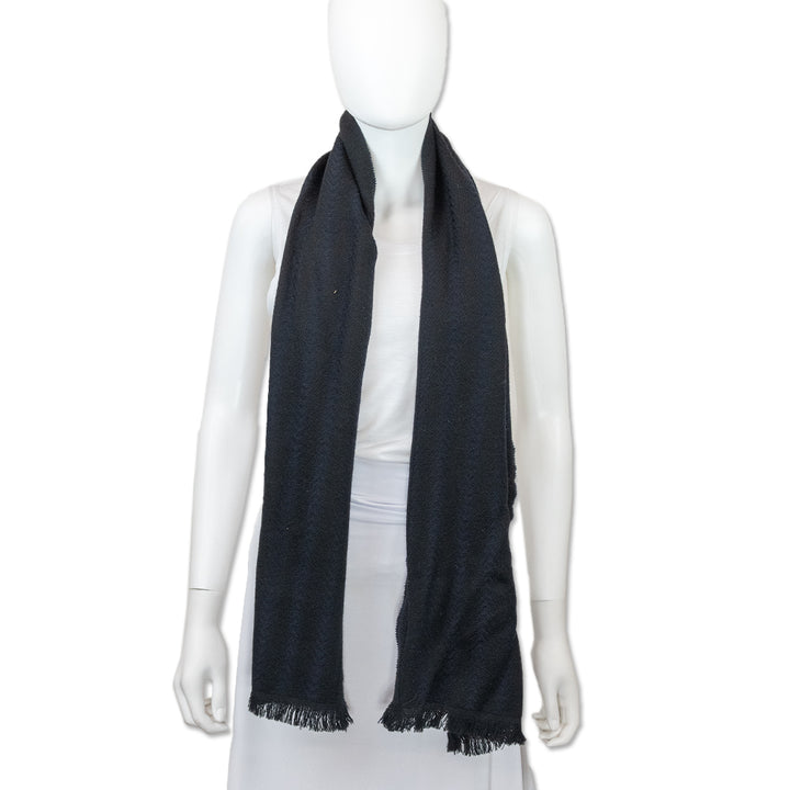 Verri Black/Navy Chevron Pattern Wool Scarf