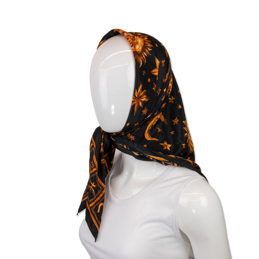 Versace Black and Orange Astrology Scarf