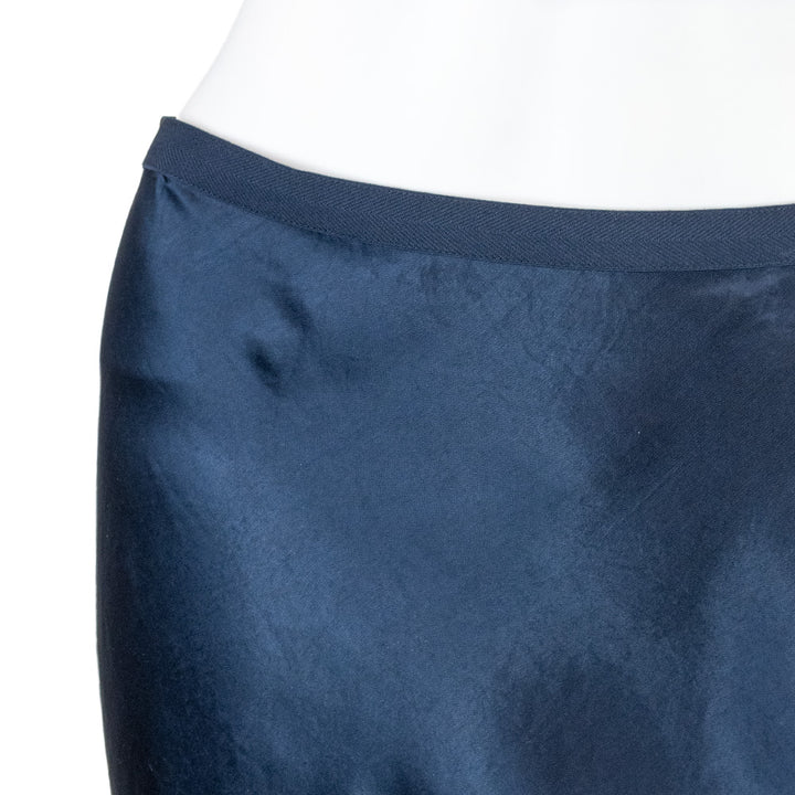 Vince Navy Satin Midi Skirt