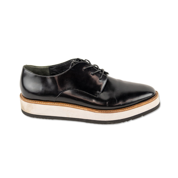 Vince Reed Black Patent Leather Oxford Platform Shoes