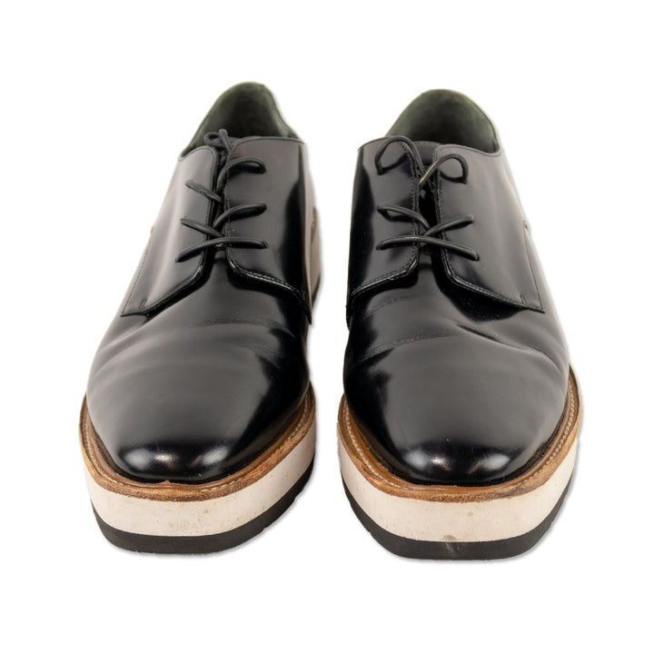 Vince Reed Black Patent Leather Oxford Platform Shoes