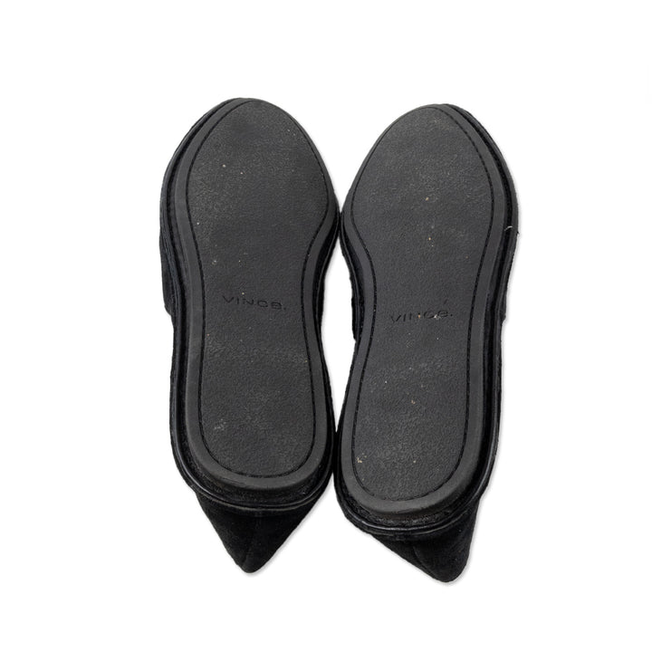 Vince Black Suede Round Toe Flats