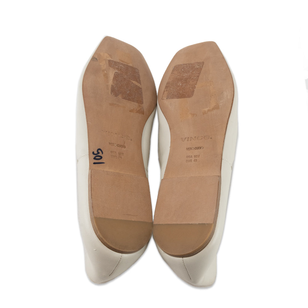 Vince White Leather Slip on Flats