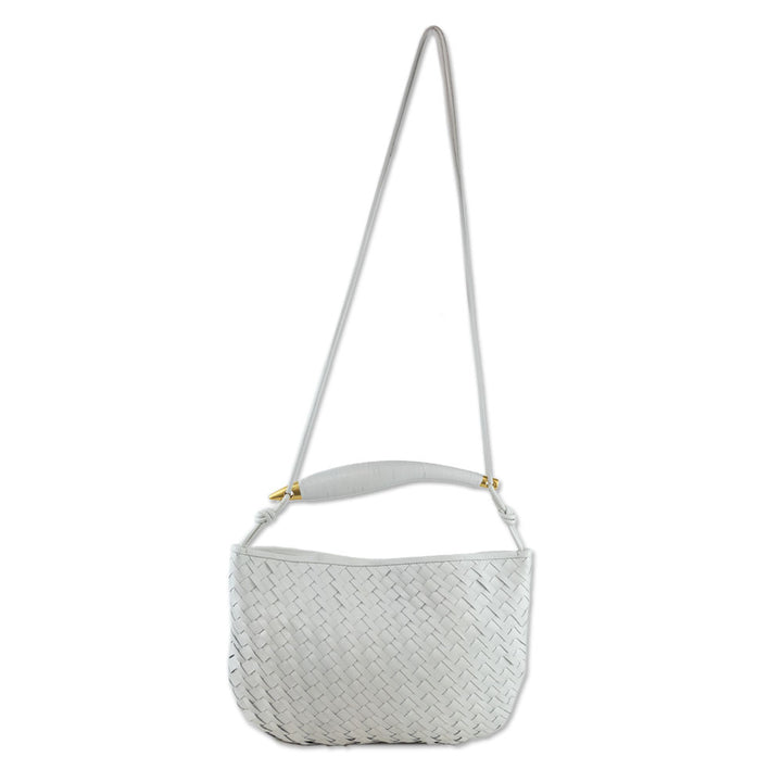 Walter Baker White Woven Leather Hazel Hobo Bag