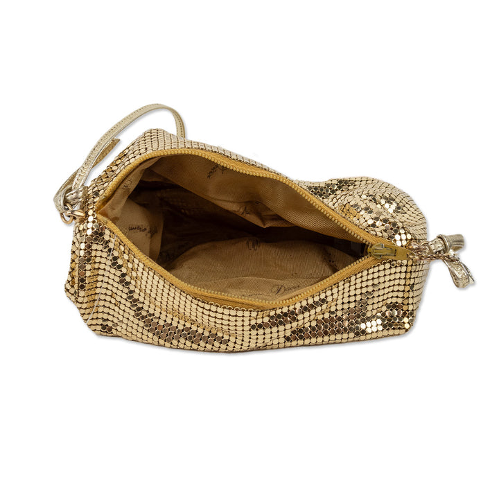 Whitting 
Davis Gold Metal Mesh Crossbody