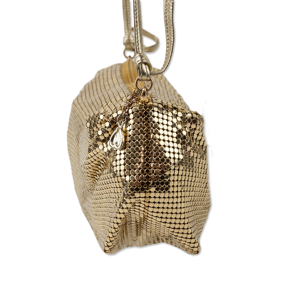 Whitting 
Davis Gold Metal Mesh Crossbody