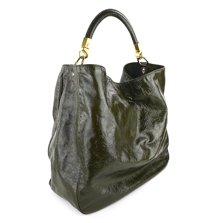 YSL Roady Dark Olive Patent Leather Hobo Bag