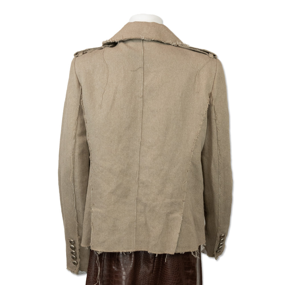 Zadig 
Voltaire Beige Military Inspired Distressed Zip Front Jacket