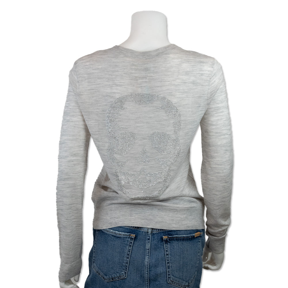 Zadig 
Voltaire Lightweight Gray Long Sleeve with Skull on Back