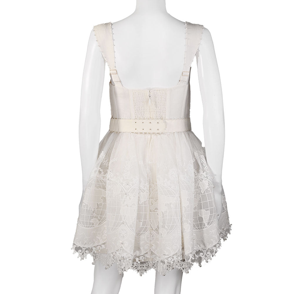 Zimmermann High Tide Embroidered Pearl Mini Dress