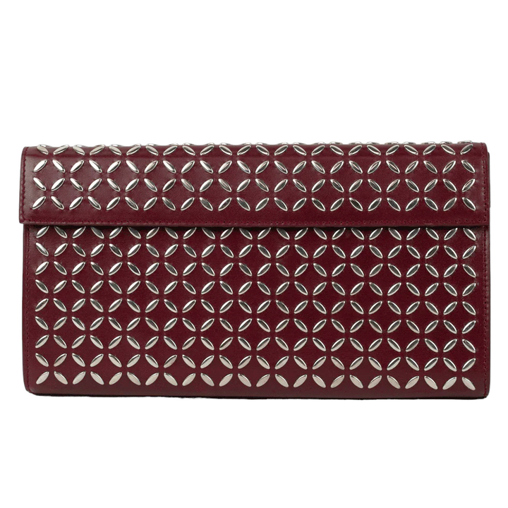 Alaia Red Leather Studded Clutch