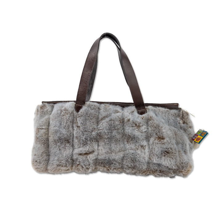 La Maison de la Fausse Fourrure Blue and Brown Faux Fur Tote