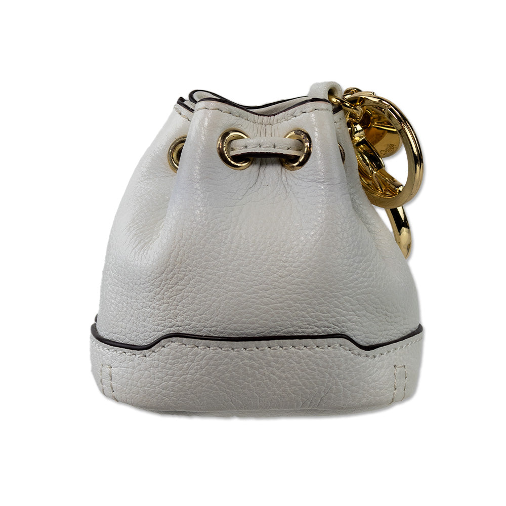 Rebecca Minkoff White Leather Lexi Bucket Keychain