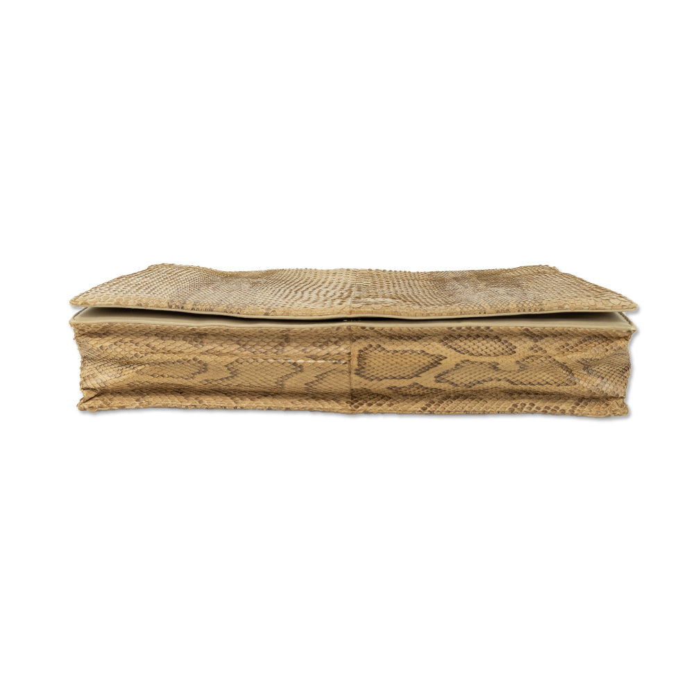 Bottega Veneta Beige Snakeskin Clutch