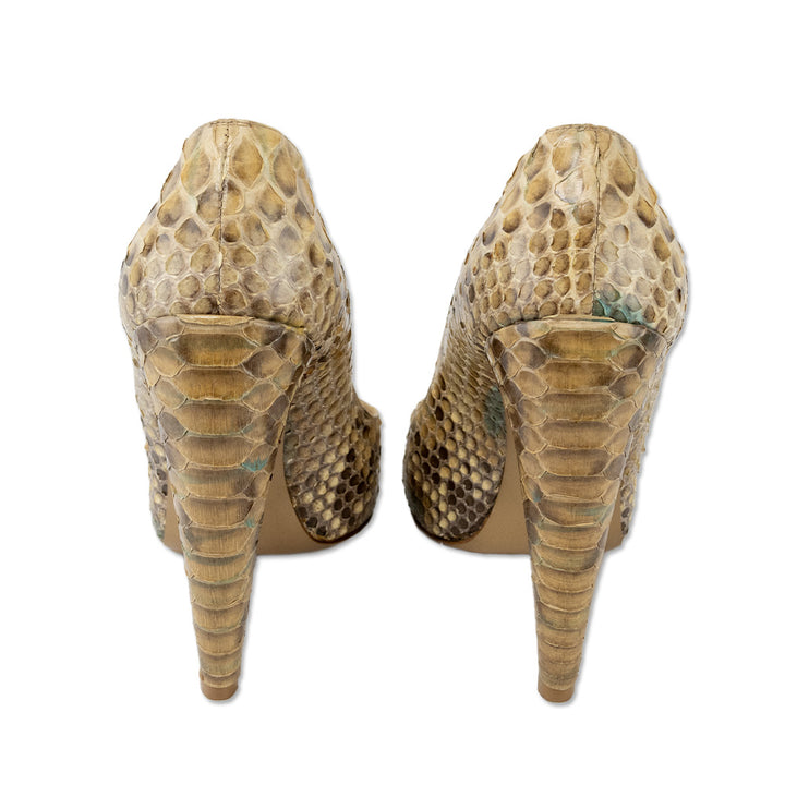 Walter Steiger Beige Snakeskin Pumps