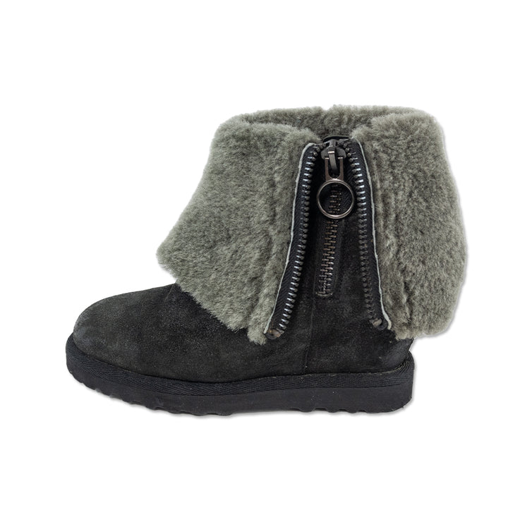 Ash Yorki Black Suede Hidden Wedge Faux Fur Boots