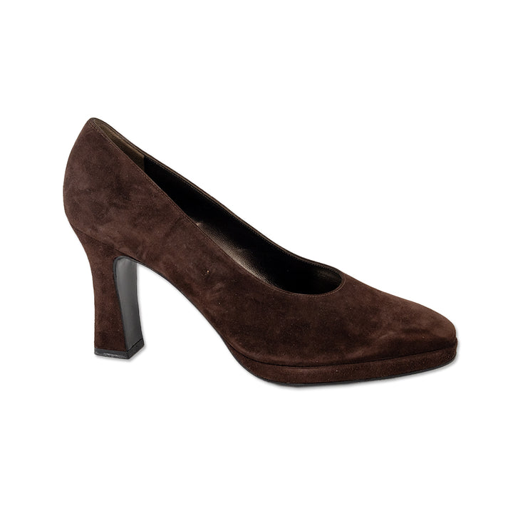 Salvatore Ferragamo Brown Suede Platform Pumps