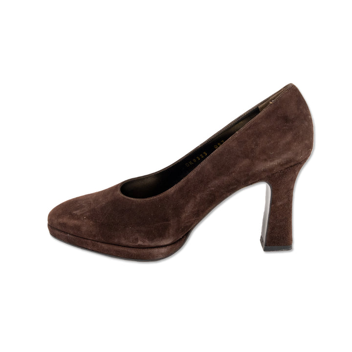 Salvatore Ferragamo Brown Suede Platform Pumps