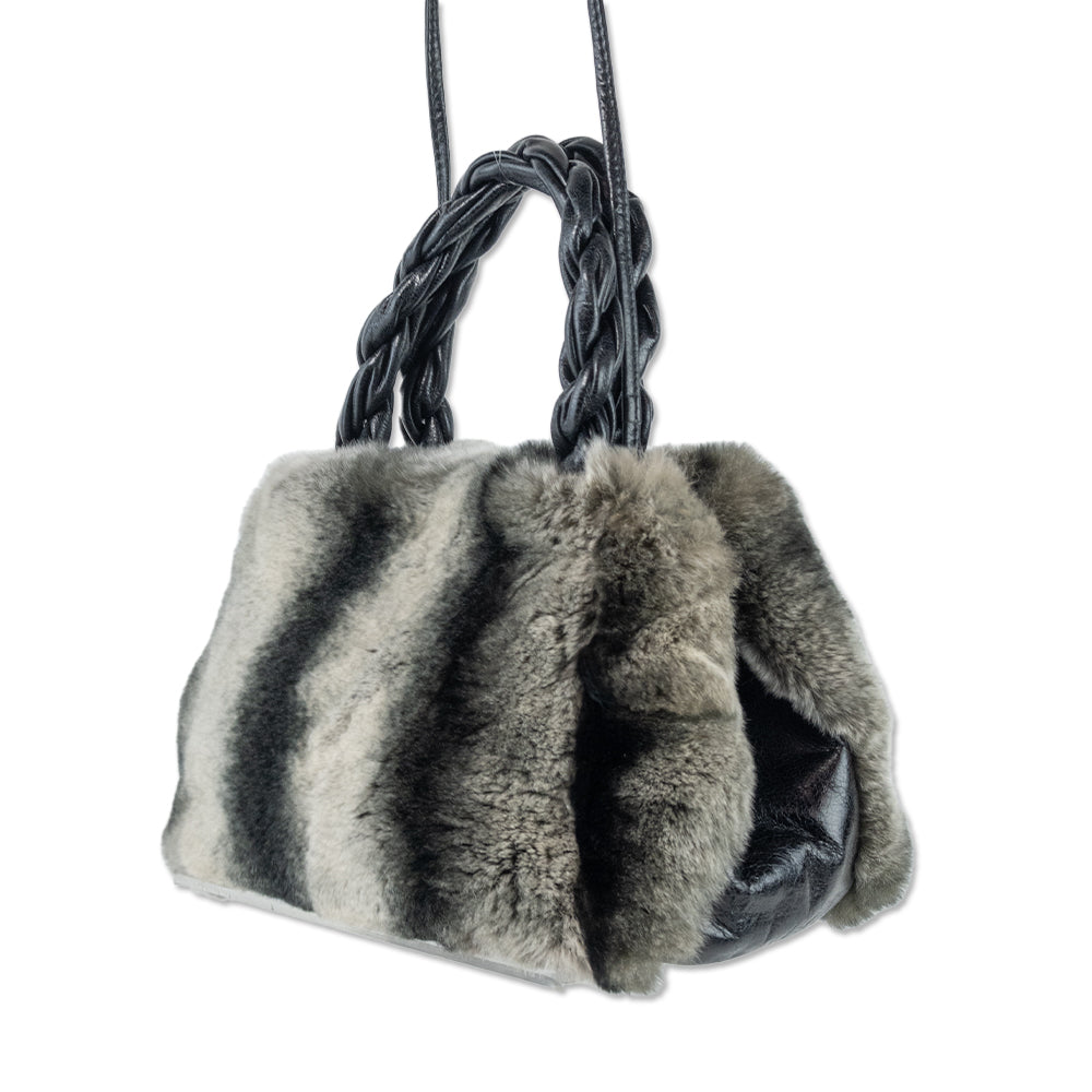 Paola de Lunga Grey Chinchilla Fur Convertible Bag