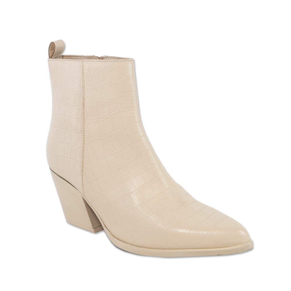 Seychelles Aboard Cream Croc Embossed Leather Bootie