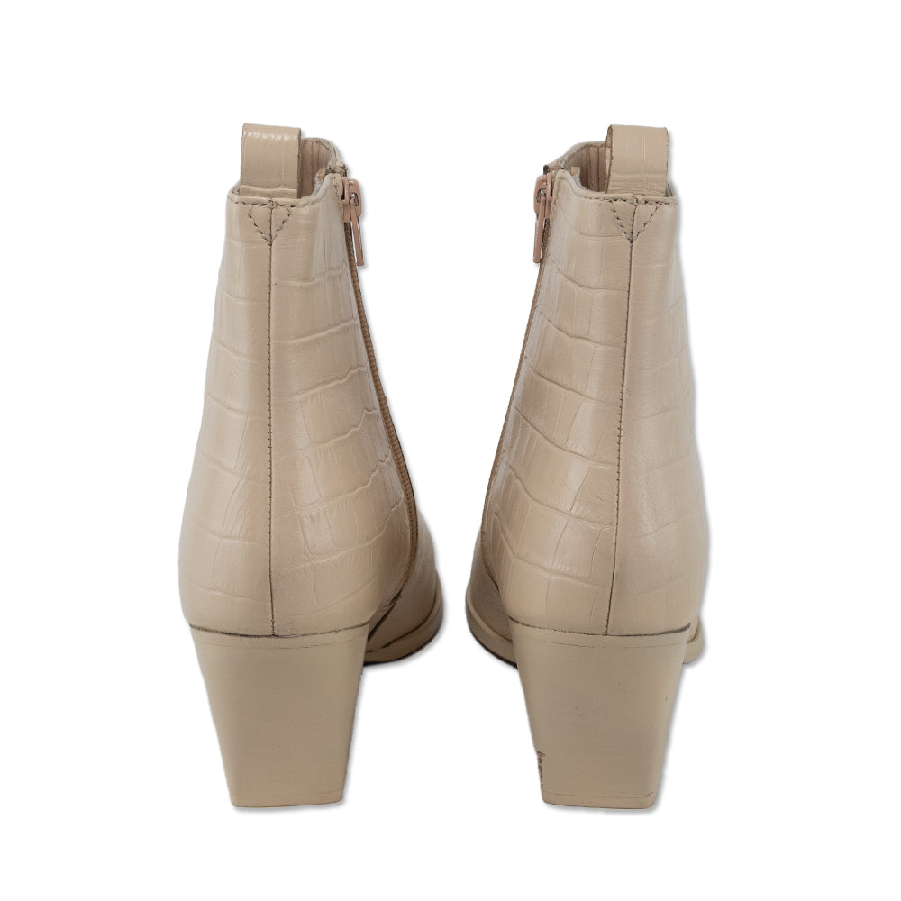 Seychelles Aboard Cream Croc Embossed Leather Bootie