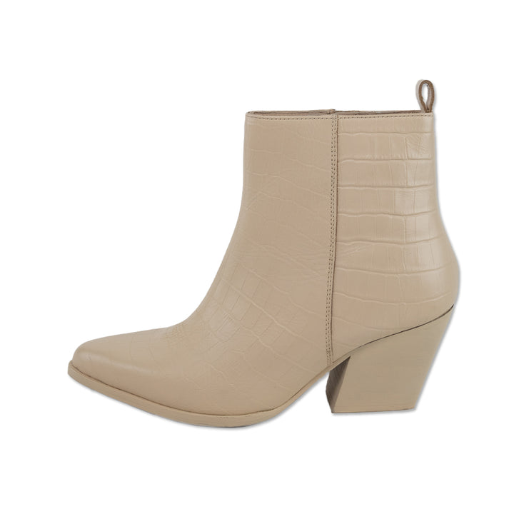 Seychelles Aboard Cream Croc Embossed Leather Bootie