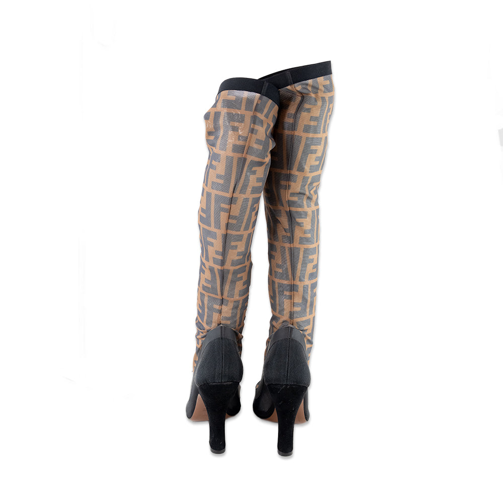 Fendi Zucca Mesh Colibri Knee High Boots