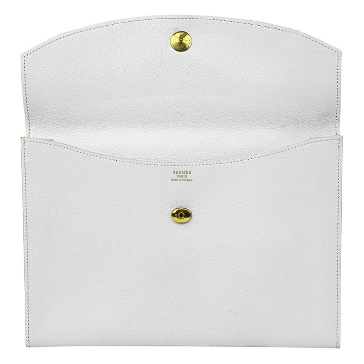 Hermès White Leather Gulliver Rio Clutch