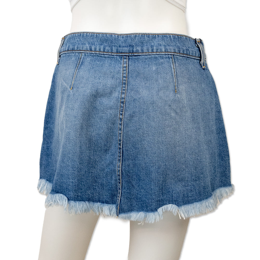 Ramy Brook Mid-Rise Pleated Mini Denim Skort