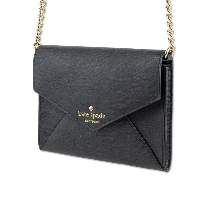 Kate Spade Black Leather Envelope Crossbody Bag