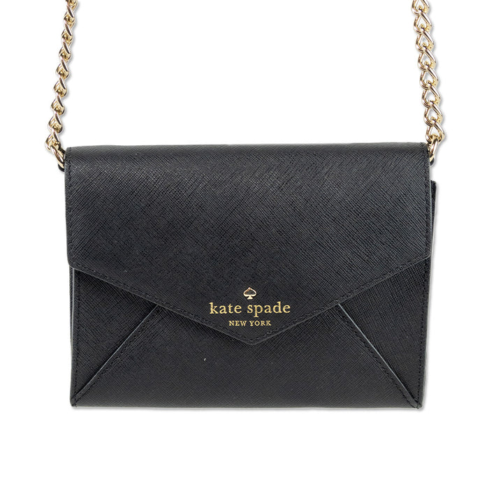 Kate Spade Black Leather Envelope Crossbody Bag